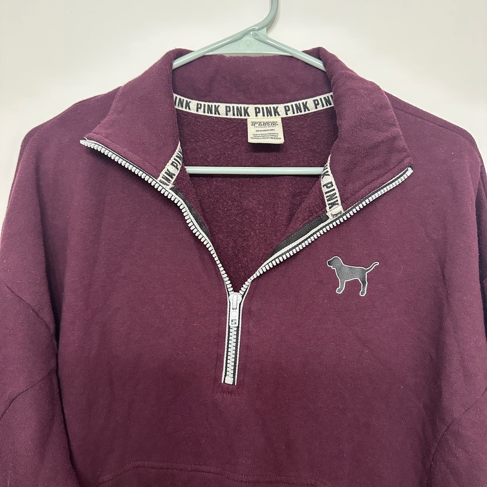 PINK Victoria's Secret Burgundy Quarter Zip Sweater - Picture 3 of 5